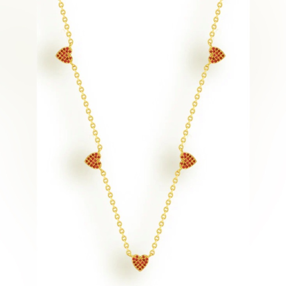 Pave Red Heart Necklace